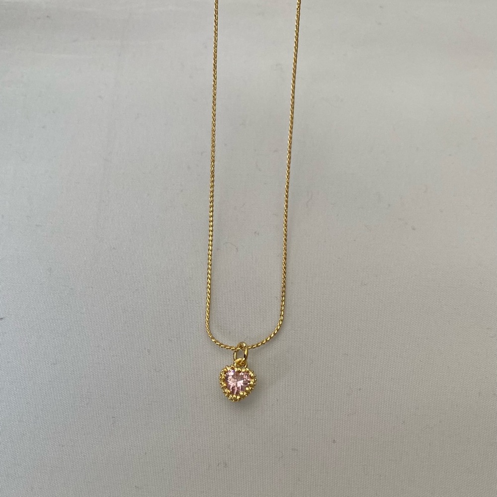 Pink heart zirconia necklace